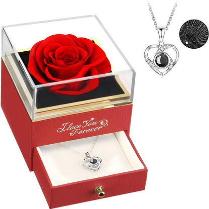 Rosa Roja Eterna: collar de plata Love you Forever, LOVE STONE